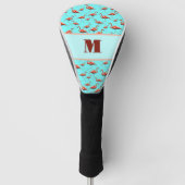 Leuke Flamingo roze en aqua custom monogram dames Golfheadcover (Voorkant)