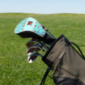 Leuke Flamingo roze en aqua custom monogram dames Golfheadcover (Insitu)