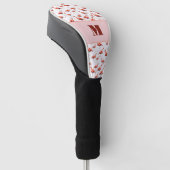 Leuke Flamingo roze en wit custom monogram dames Golfheadcover (Schuin)