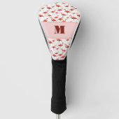 Leuke Flamingo roze en wit custom monogram dames Golfheadcover (Voorkant)