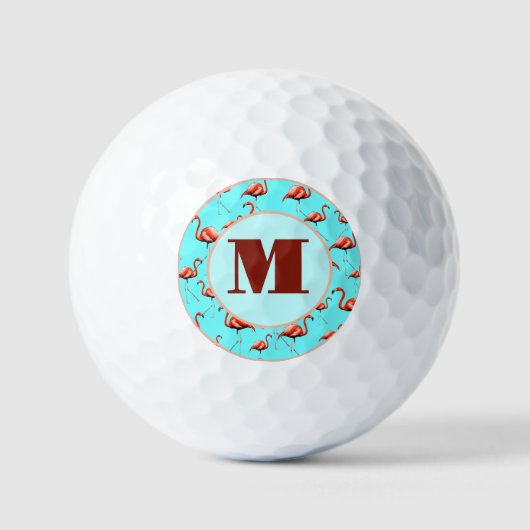 Leuke Flamingo roze monogram dames gepersonaliseer Golfballen (Voorkant)
