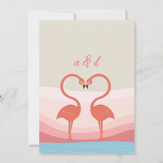 Leuke Flamingo Tortelduifjes Bruiloft Verloving Kaart (Achterkant)