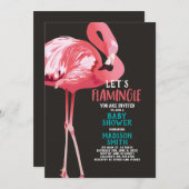 Leuke Flamingo Tropical Let's Flamingle Baby showe Kaart (Voorkant / Achterkant)