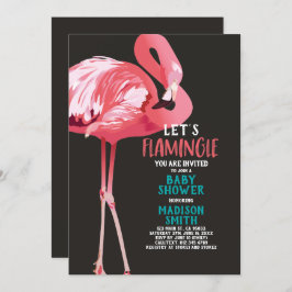 Leuke Flamingo Tropical Let's Flamingle Baby showe Kaart