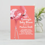 Leuke Flamingo Tropical Let's Flamingle Baby showe Kaart (Staand voorkant)