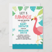 Leuke Flamingo Tropical Let's Flamingle Baby showe Kaart (Voorkant)