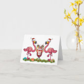 Leuke Flamingo Vouwkaart Kaart (Gele Bloem)