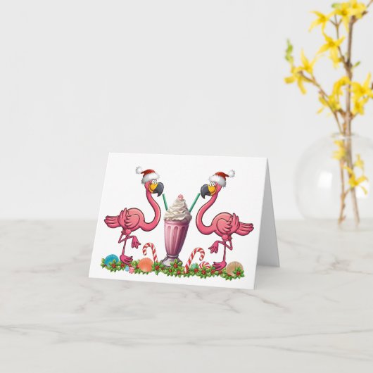 Leuke Flamingo Vouwkaart Kaart (Gele Bloem)
