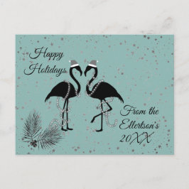 Leuke Flamingo's Kerst Glitterij Sterren Feestdagenkaart