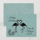 Leuke Flamingo's Kerst Glitterij Sterren Feestdagenkaart (Voorkant / Achterkant)
