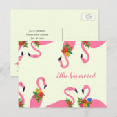 Leuke Flamingo's Nieuw Adres Aankondigingskaart (Voorkant / Achterkant)