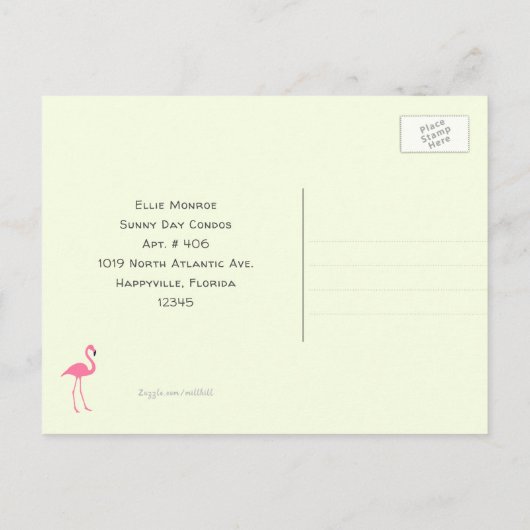 Leuke Flamingo's Nieuw Adres Aankondigingskaart (Achterkant)
