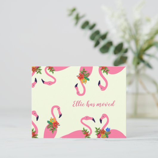 Leuke Flamingo's Nieuw Adres Aankondigingskaart (Staand voorkant)
