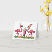 Leuke Flamingo's Vouwbare Wenskaart Kaart (Gele Bloem)