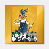 Leuke Flapper kat, muis Art Deco jaren '20 Magneet (Voorkant)
