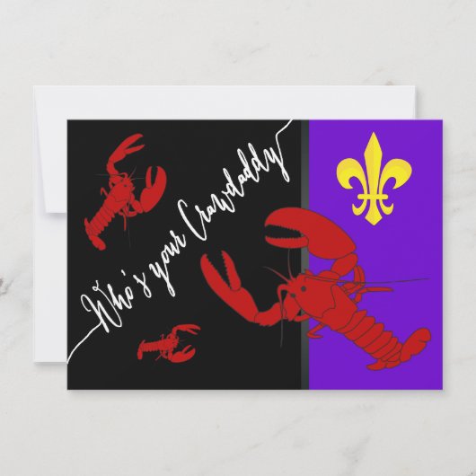 Leuke Fleur De Lis Rivierkreeft Kookfeest Kaart (Voorkant)