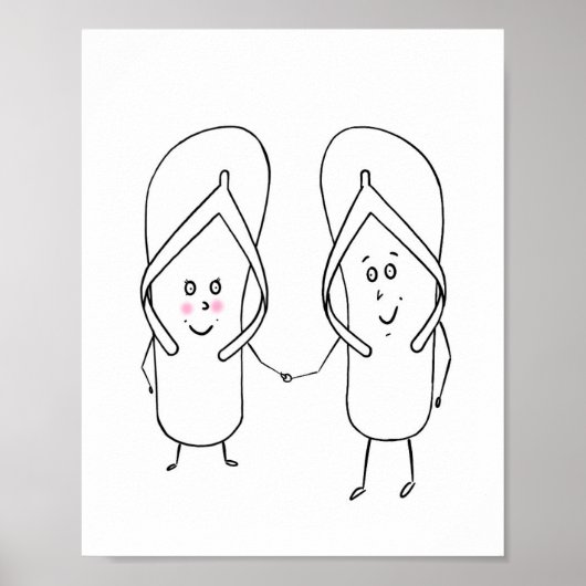 leuke flip flop, paar, sandaal thema poster (Voorkant)