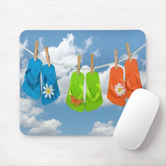 Leuke Flip-Flops Aan De Waslijn Muismat (Met muis)