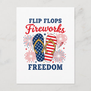 Leuke Flip flops vuurwerk Vrijheid Patriottisch Briefkaart