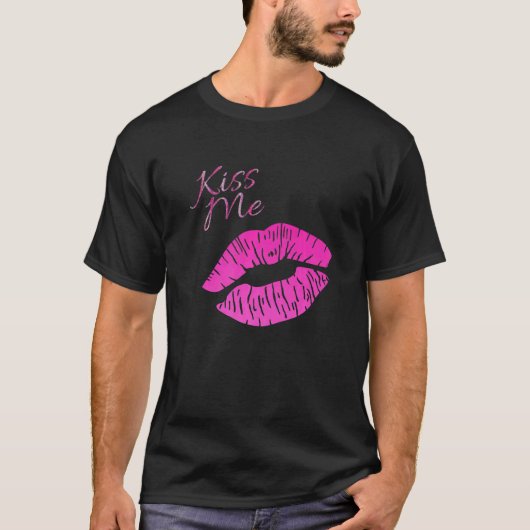 Leuke Flirty Kiss Me Lips Valentijn Single T-shirt (Voorkant)
