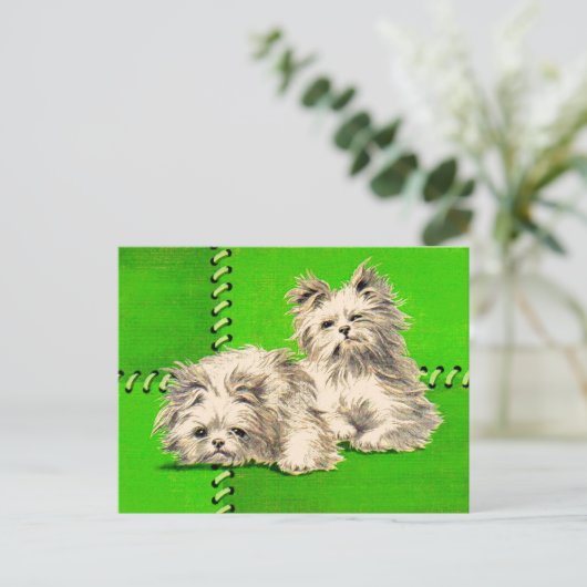 Leuke floofy honden briefkaart (Staand voorkant)