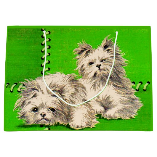 Leuke floofy honden print groot cadeauzakje (Voorkant)