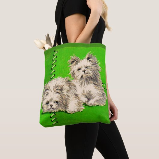 Leuke floofy honden print tote bag (Dichtbij)