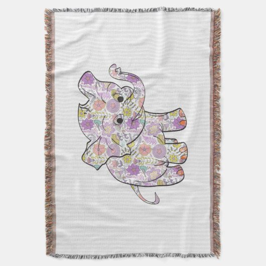 Leuke Floral Baby olifant Deken (Voorkant Verticaal)