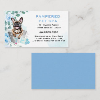 Leuke Floral Blue Pet Groomer Spa Visitekaartje