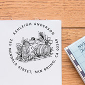 Leuke Floral Camera Naam & Rond Retouradres Zelfinktende Stempel