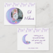Leuke Floral Crescent Islamitisch Eid Mubarak Foto Notitiekaartje (Voorkant / Achterkant)