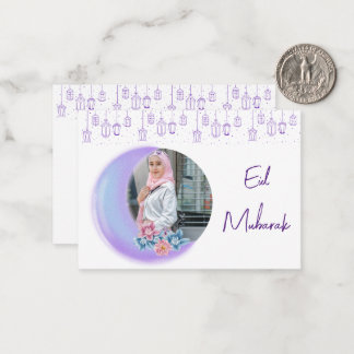Leuke Floral Crescent Islamitisch Eid Mubarak Foto Notitiekaartje