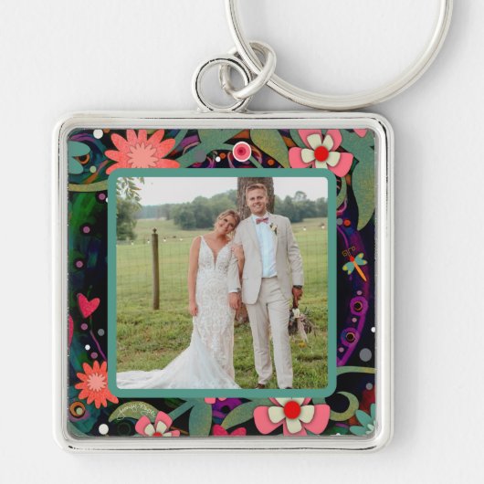 Leuke  Floral Dragonfly Foto Inspirivity Sleutelhanger (Voorkant)