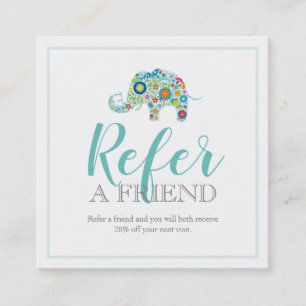 Leuke Floral Elephant Referral Kaart