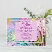 Leuke Floral en Raindrop Verjaardagsfeestuitnodigi Kaart (Staand voorkant)