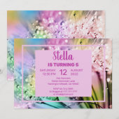 Leuke Floral en Raindrop Verjaardagsfeestuitnodigi Kaart (Voorkant / Achterkant)