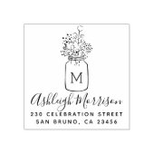 Leuke Floral Mason Jar Script naam & retour adres Rubberstempel (Afrduk)