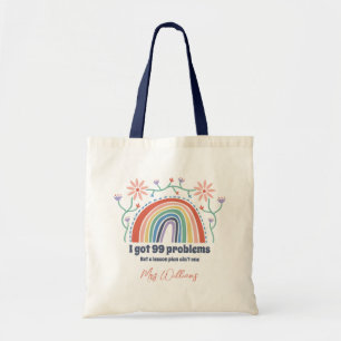 Leuke Floral Rainbow Custom Tekst en Naam van de l Tote Bag
