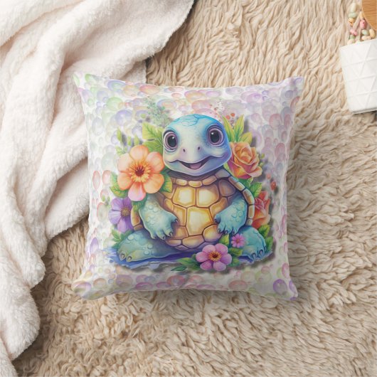 Leuke Floral Zee Schildpad en Bubbles Baby Nursey Kussen (Deken)