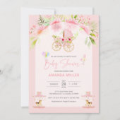 Leuke florale baby wieg Baby shower Uitnodiging (Voorkant)