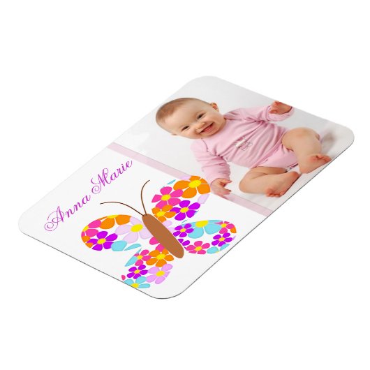Leuke "Flower Butterfly" Baby Aankondiging Magneet (Linkerzijde)