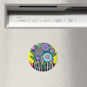 Leuke Folk Art Bloemmagneet Magneet (Insitu (Vaatwasser))