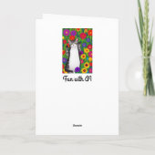 Leuke Folk Art Cat gezegde Hi onder Flowers Kaart (Achterkant)