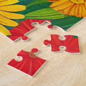 Leuke Folk Art Cat gezegde Hi onder Flowers Legpuzzel (Zijkant)