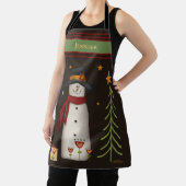 Leuke Folk Snowman Whimsical Christmas-inspiratie Schort (Insitu)