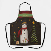 Leuke Folk Snowman Whimsical Christmas-inspiratie Schort (Voorkant)