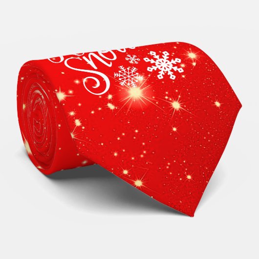 Leuke Fonkelende Laat het Sneeuwen Kerstmis Stropdas (Opgerold)