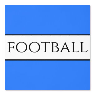 Leuke FOOTBALL Tekst Helderblauw Zwart Wit Strepen Behang