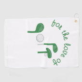 Leuke "For the Love of Golf" groene typografie Golfhanddoek (Horizontaal)