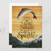 Leuke forel Seizoensgroeten op houtnerf Feestdagenkaart (Voorkant / Achterkant)